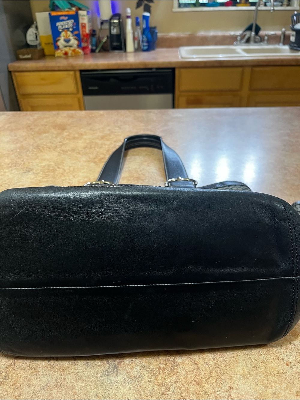Coach  Black and Gray Signature Tote with Matching Wallet - Picture 4 of 16